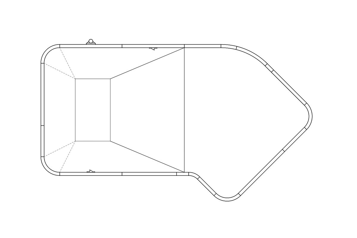 L SHAPED 45D pool shape drawing